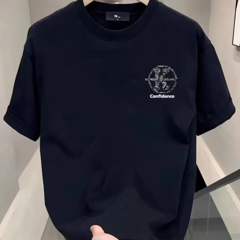 American Style Trend Fashion Pure Cotton Men Matching Outfits New Summer O-Neck Printing Casual Half Sleeve Loose T-Shirts Tops