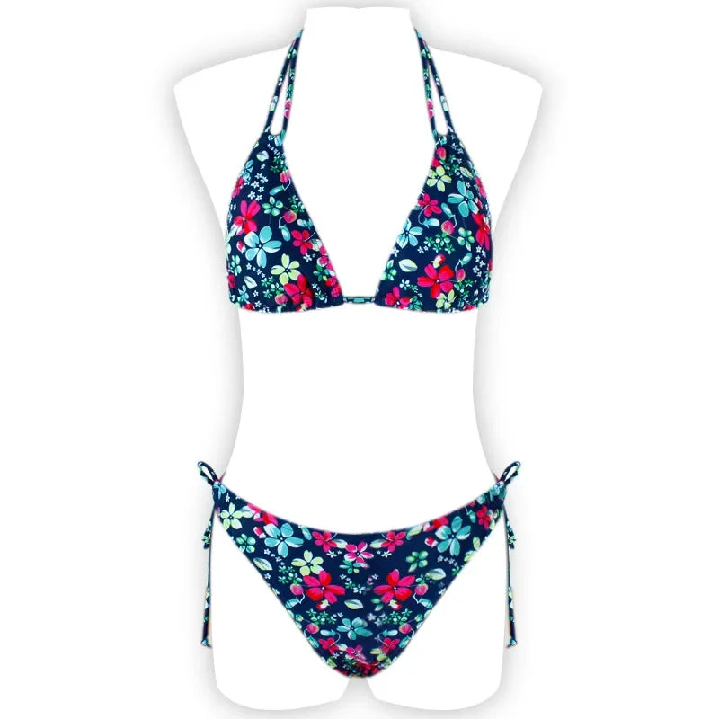 Floral Print Push Up Bikini Set for Women in Polyester Blend