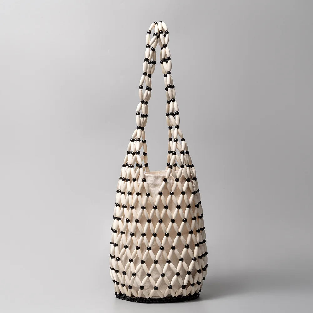 Vintage Women Bucket Tote Bag with Hollow-Out Design