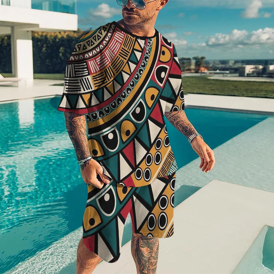 Men's Sportswear Trend Men Sets 3D Printed Tracksuits Clothing Casual Shorts+tshirts Set Sweat Suits Summer Tracksuit Men Sets