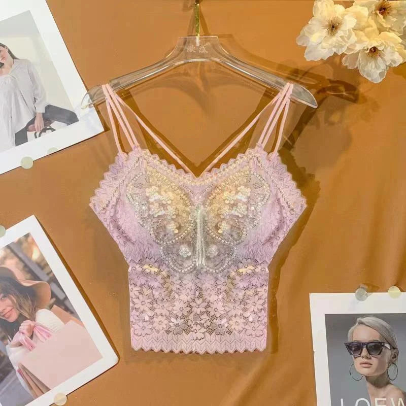 Floral Beaded Tank Top for Women - Y2K Style Crop Top