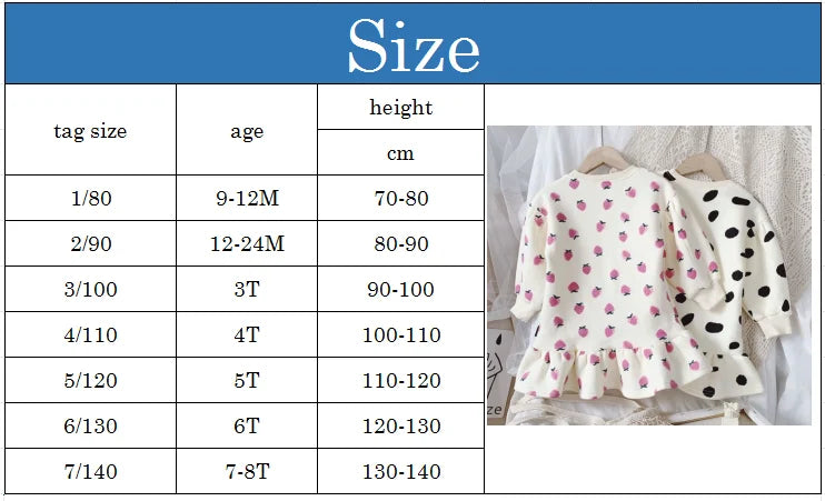 Korean Girls' Pleated Dress with Cartoon Strawberries