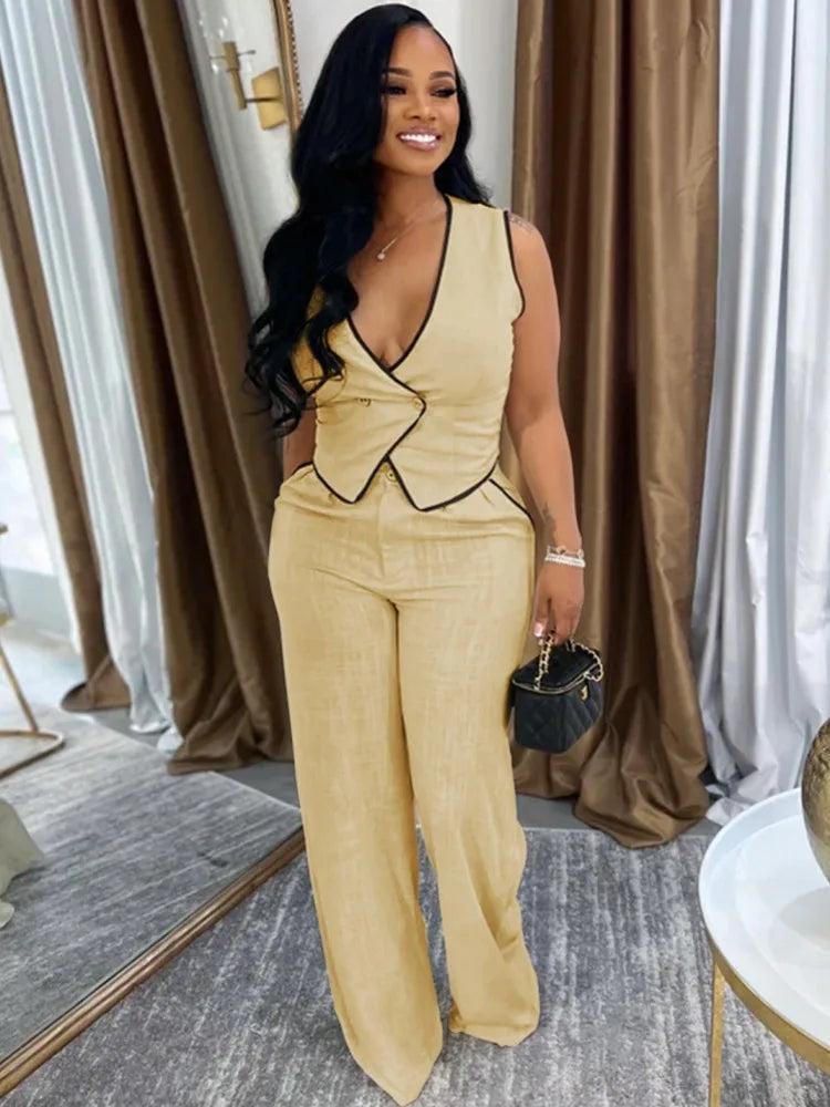 Elegant Black Two Piece Women Set for Summer 2025