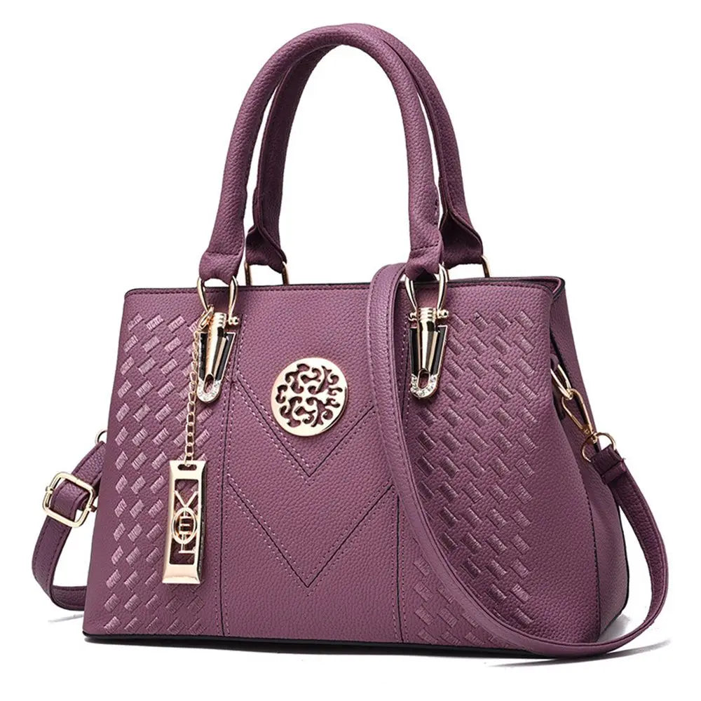 Embroidered PU Handbag for Women - Large Capacity Tote