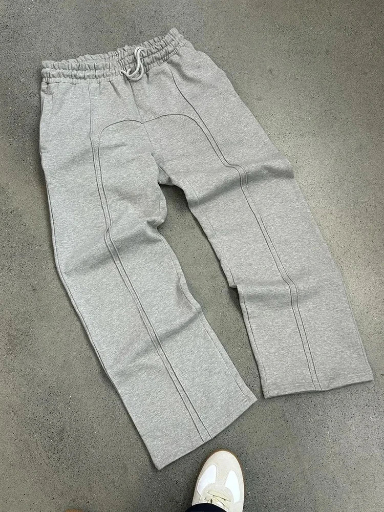 2025 Spring Fall Mens Casual Pants Streetwear Hip Hop Style Loose Solid Color Draped Pants Men Clothing Trendy Drawstring Pants