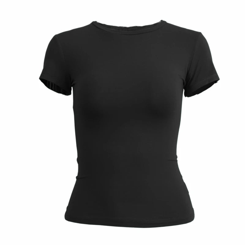 Slim Fit Women's O-Neck Polyester T-Shirt for Summer Style