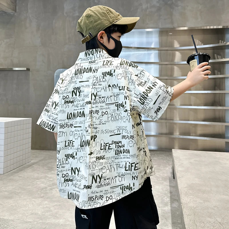 Boys Casual Summer Shirt in Cotton and Polyester Blend