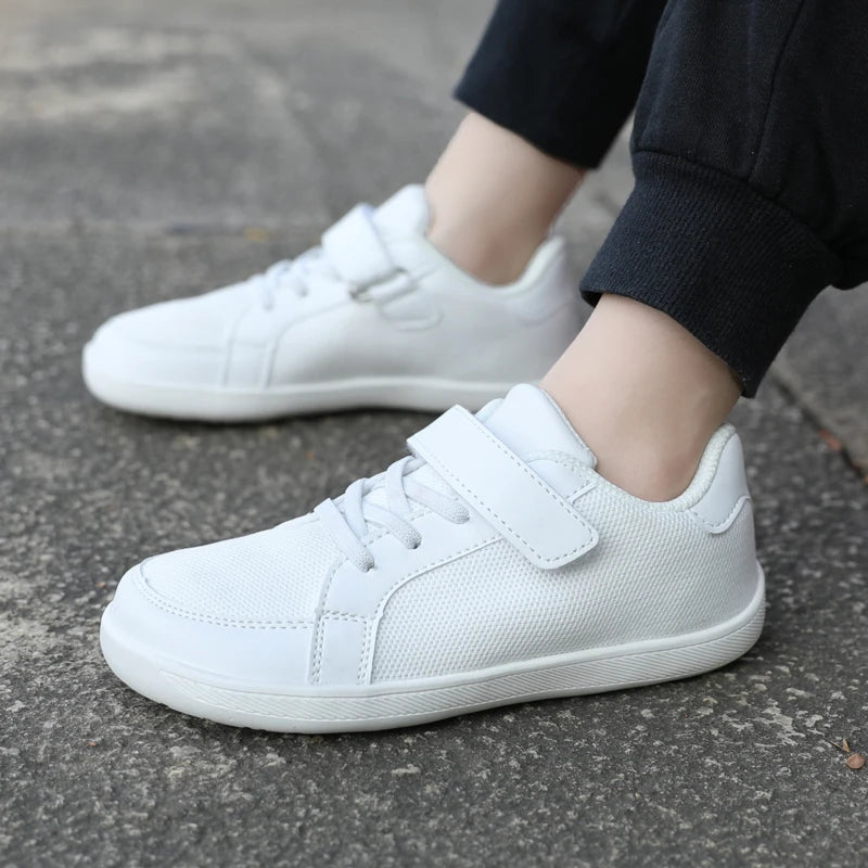 Girls Barefoot Sneakers in White Pink for Ages 4-6
