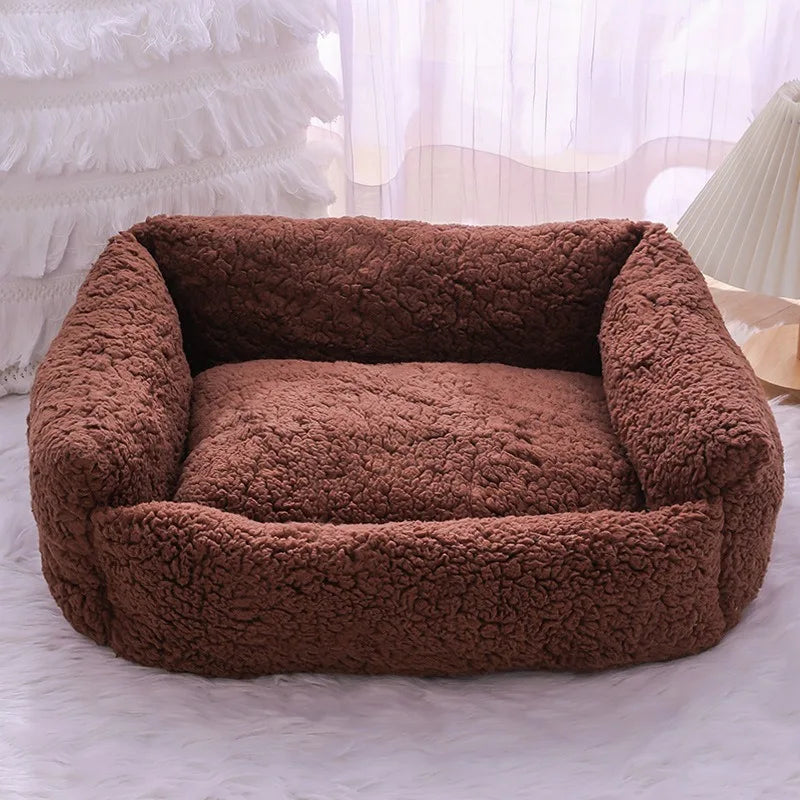 Cozy Plush Sofa Bed for Pets with Removable Cover