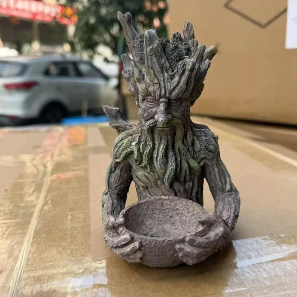 Artistic Resin Bird Feeder with Tree Spirit Design