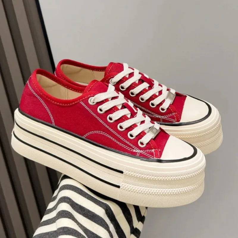Women's Canvas Platform Sneakers for Summer Casual Wear