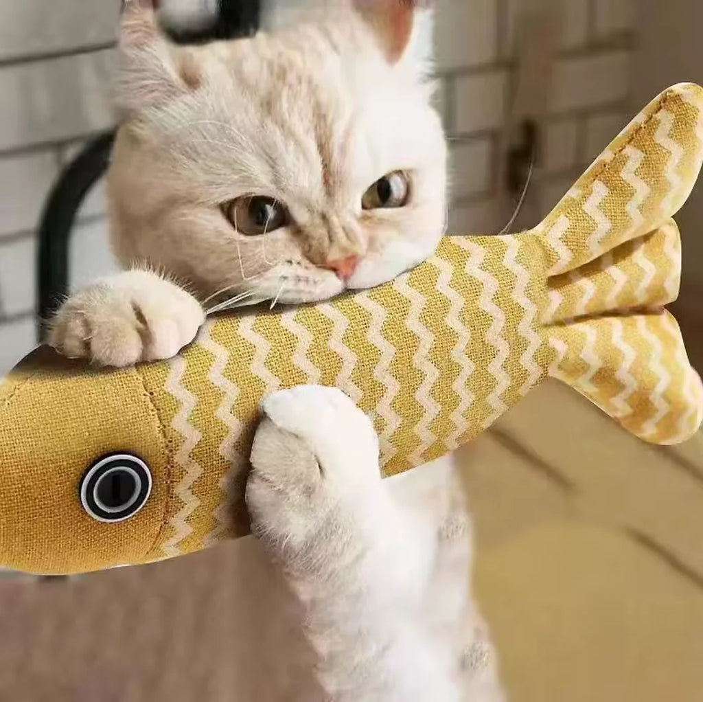 Linen Fish Pillow Cat Chew Toy for Training and Play