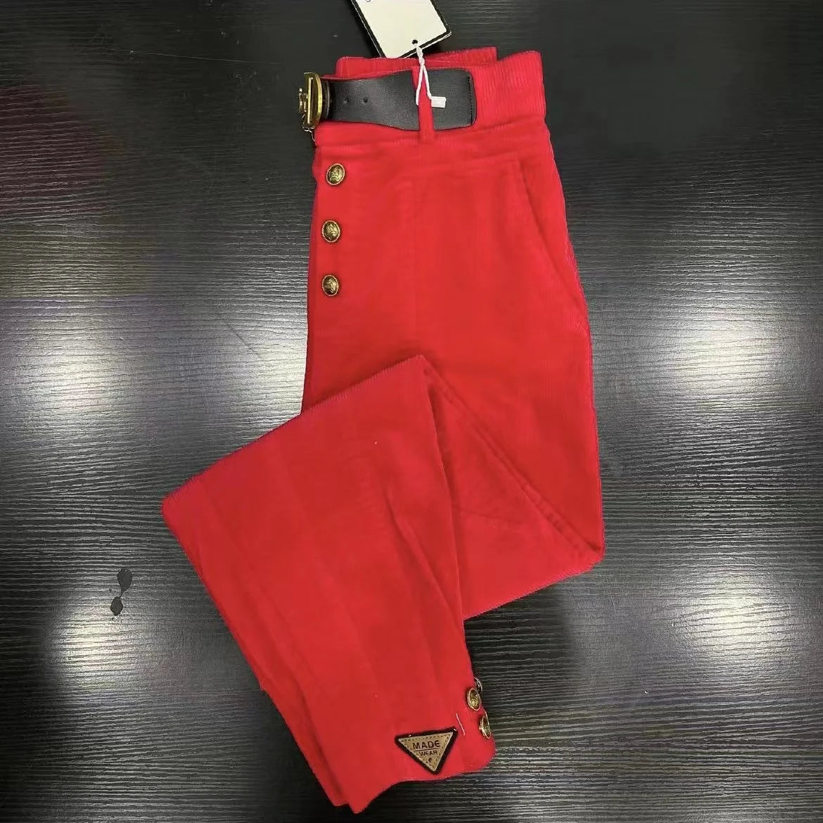 Women's Corduroy Harem Pants in Solid Color for Casual Wear