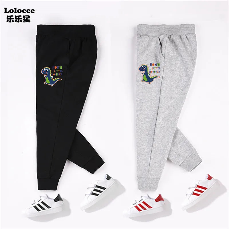 Sporty Cartoon Dinosaur Pants for Boys Aged 4-6 Years