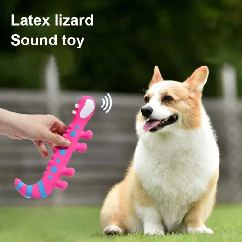 Squeaky Rubber Lizard Dog Chew Toy for Small and Medium Dogs