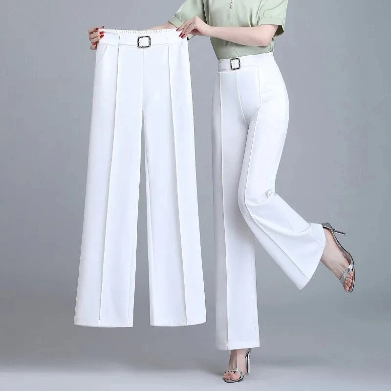 High Waist Wide Leg Pants for Women in White and Black