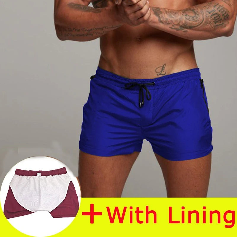 Men's Quick Dry Polyamide Swim Trunks with Liner for Beach Sports
