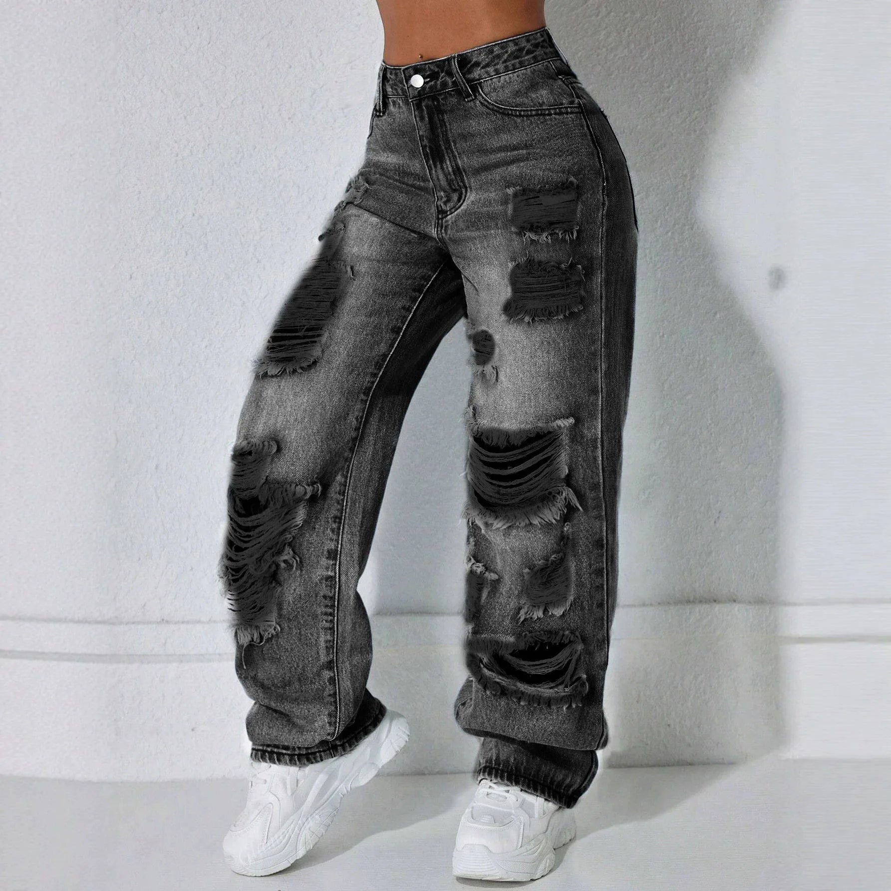 High Waist Wide Leg Denim Pants for Women Casual Summer
