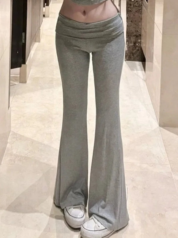 Flared Low Waist Casual Pants for Women by MALEY LifeStyle