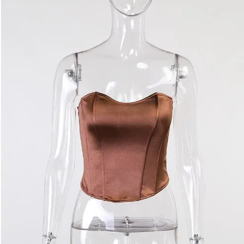 Elegant Women’s Bustier Top in Solid Polyester for Summer