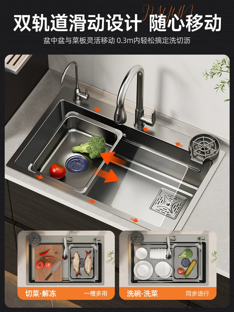 Large 304 Stainless Steel Kitchen Vegetable Basin Sink