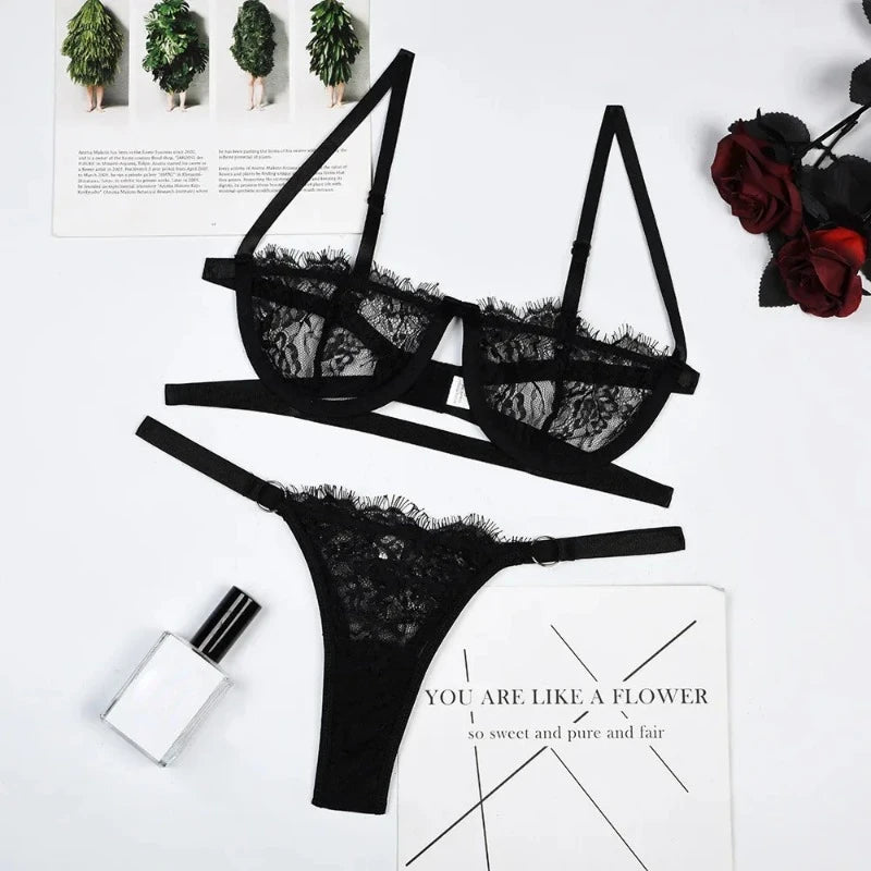 Lace Transparent Bra and Brief Set for Women by UXST