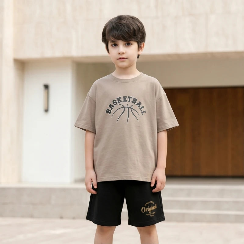 Boys Cotton Basketball Outfit Set for Summer Play