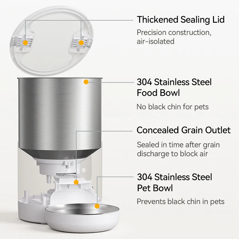 ROJECO 4.5L Smart Pet Feeder with Stainless Steel Design