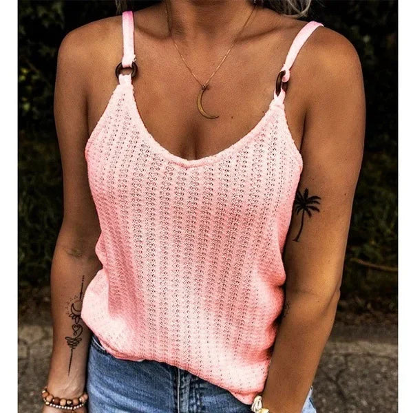 Trendy Women's Solid Color V-Neck Sleeveless Tank Top