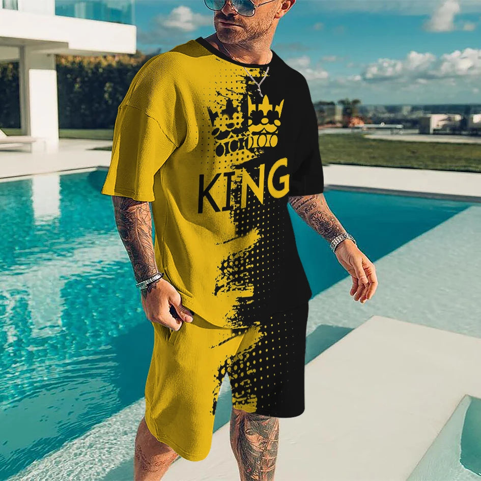 Men's Sportswear Trend Men Sets 3D Printed Tracksuits Clothing Casual Shorts+tshirts Set Sweat Suits Summer Tracksuit Men Sets