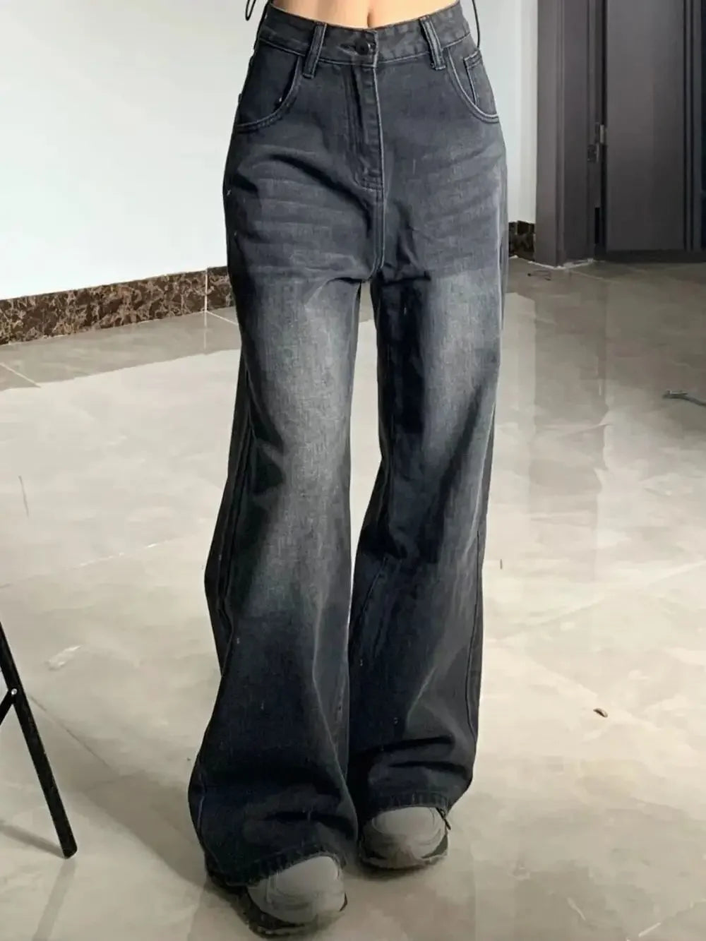 High-waisted Loose-fit Bell Bottom Jeans for Women Plus-size
