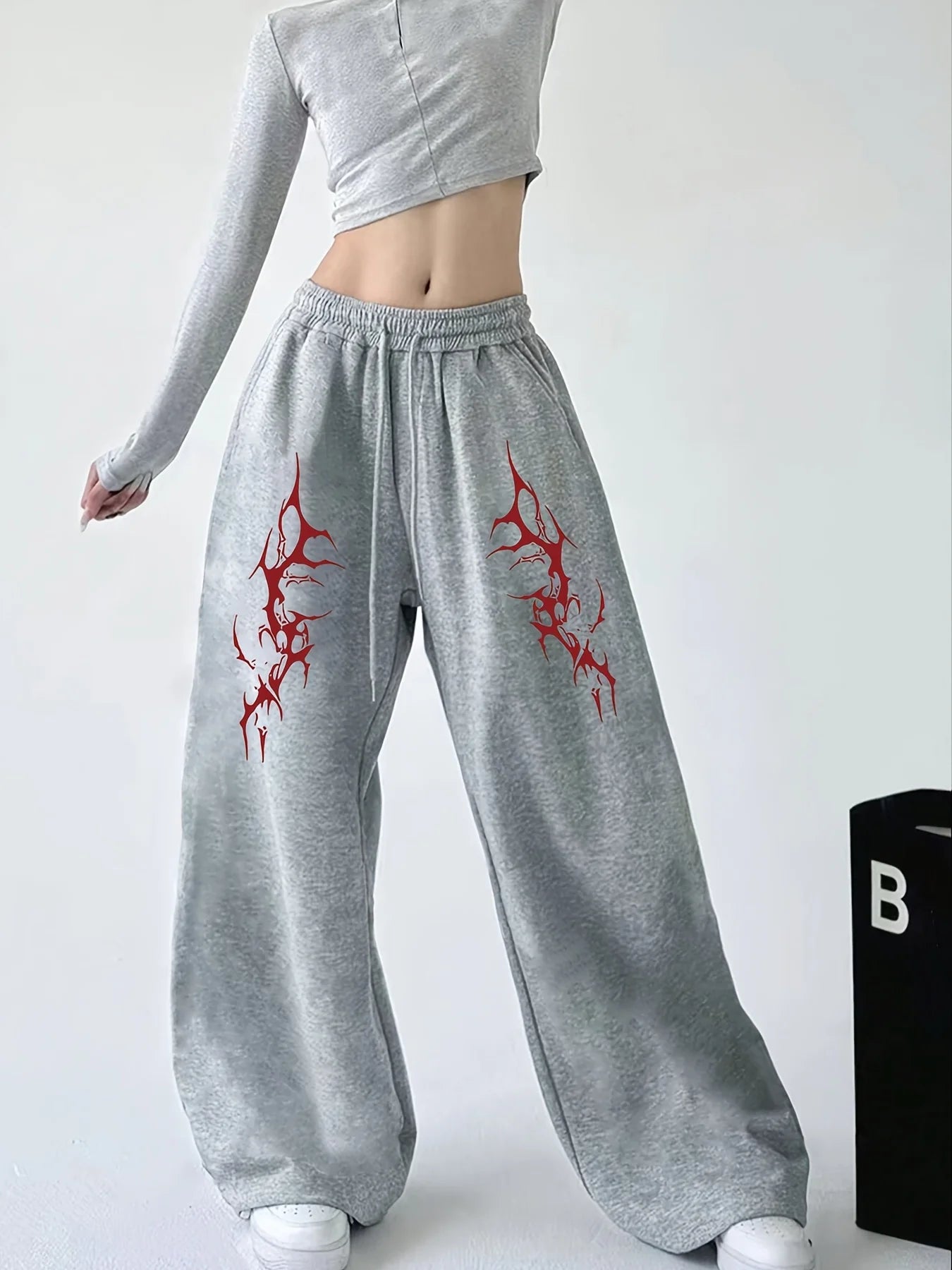 Casual Cotton Knit Jogger Pants for Women with Drawstring