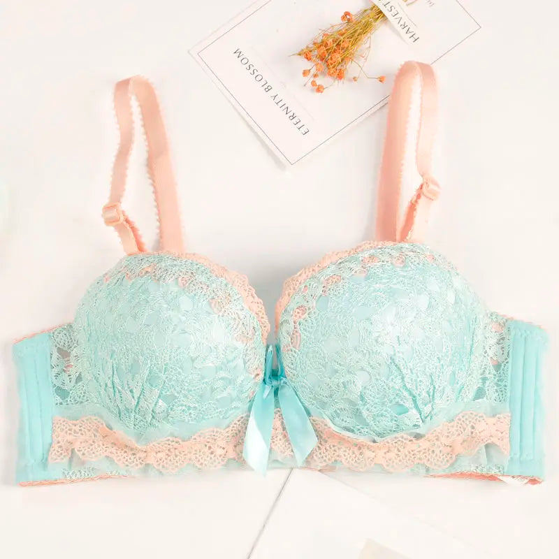 Push Up Lace Bra for Women with Back Closure and Underwire