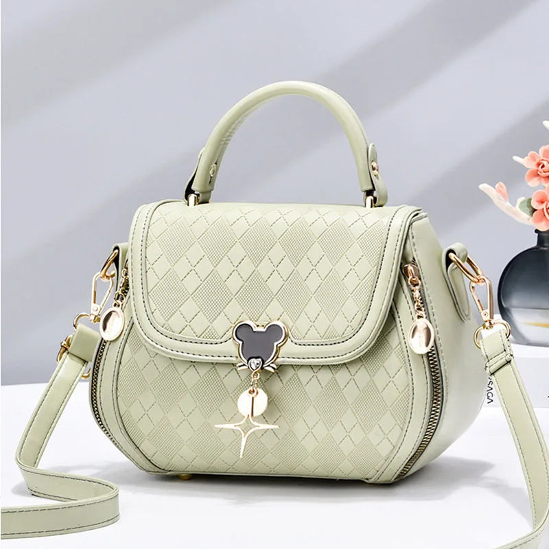 Luxury Genuine Leather Women's Bow Bucket Tote Handbag