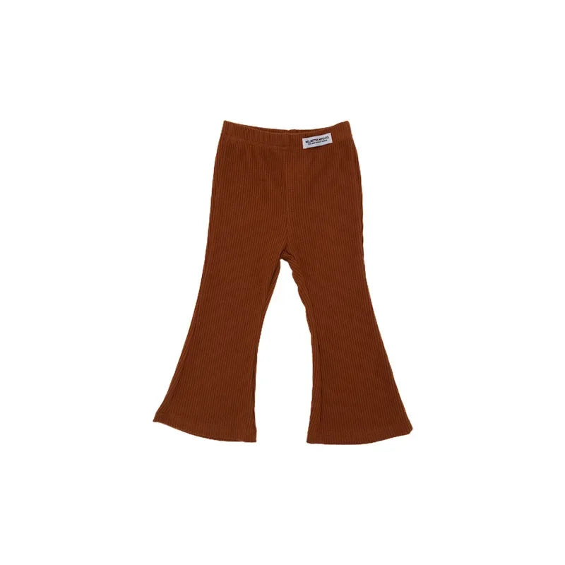 Stylish Girls' Bell Bottom Pants in Solid Color for Summer