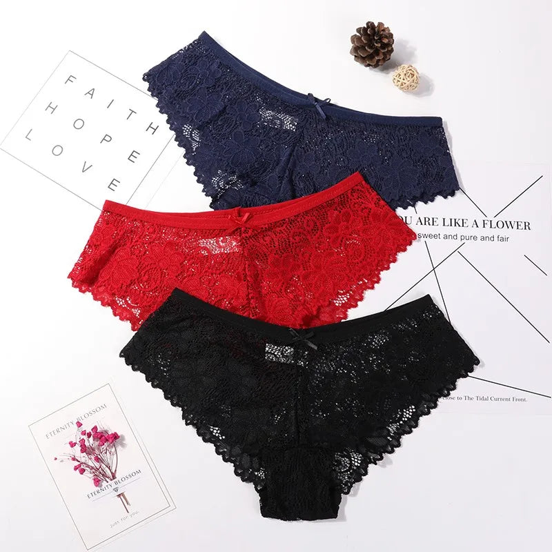 Lace Hollow Briefs Set for Women in Multiple Colors