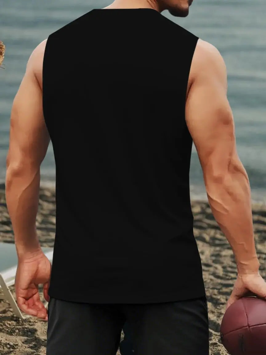 Men's Summer Polyester Tank Tops for Sports and Beach