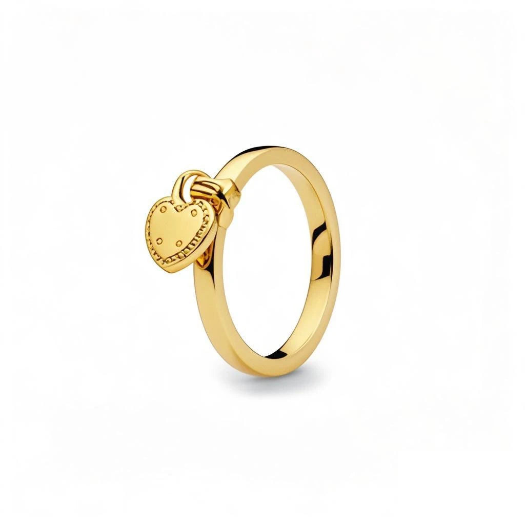 925 Silver Zircon Ring for Women - 18K Gold Plated Heart Design