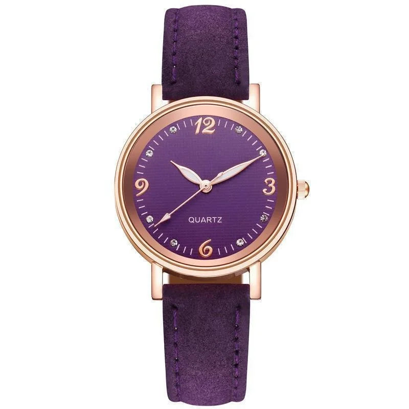 Elegant Women's Quartz Watch with Leather Band and Luminous Dial
