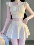 Polyester Two Piece Swimsuit for Women with Square Neck