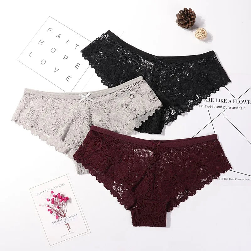 Lace Hollow Briefs Set for Women in Multiple Colors