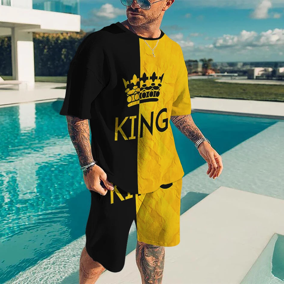 Men's Sportswear Trend Men Sets 3D Printed Tracksuits Clothing Casual Shorts+tshirts Set Sweat Suits Summer Tracksuit Men Sets
