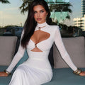 White Turtleneck Sheath Dress for Women by Ahagaga