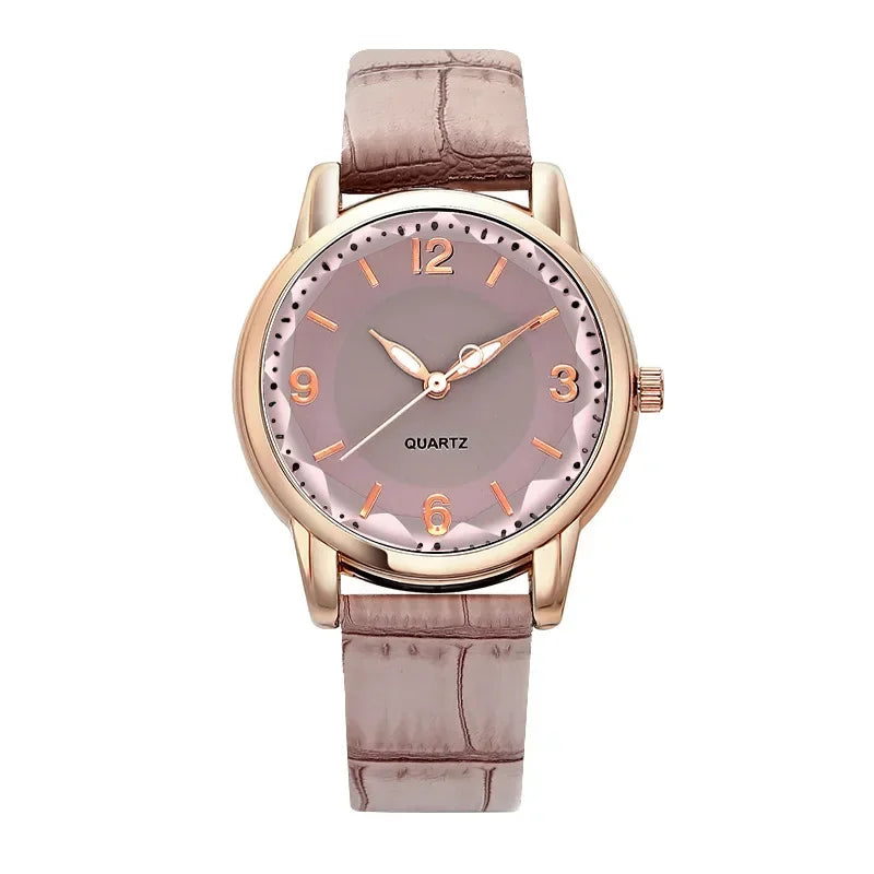 Luxury Women's Quartz Leather Watch with Alloy Case