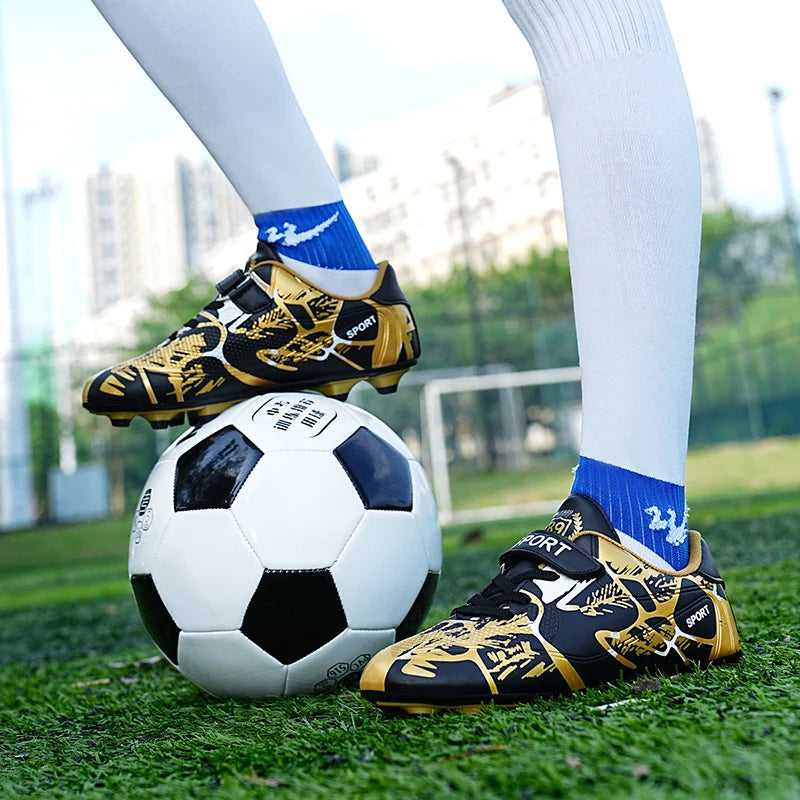 Sxfdneay Boys Soccer Cleats Velcro Leather Training Shoes