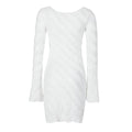 Classic White Knitted Women's Dress with Boat Collar