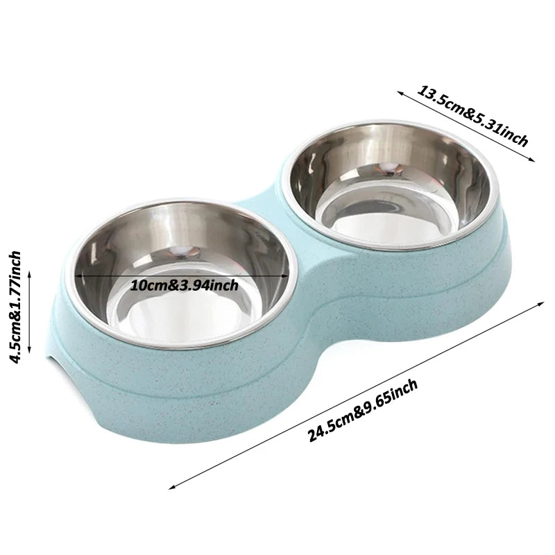 Elevated Double Stainless Steel Pet Bowl for Comfortable Dining