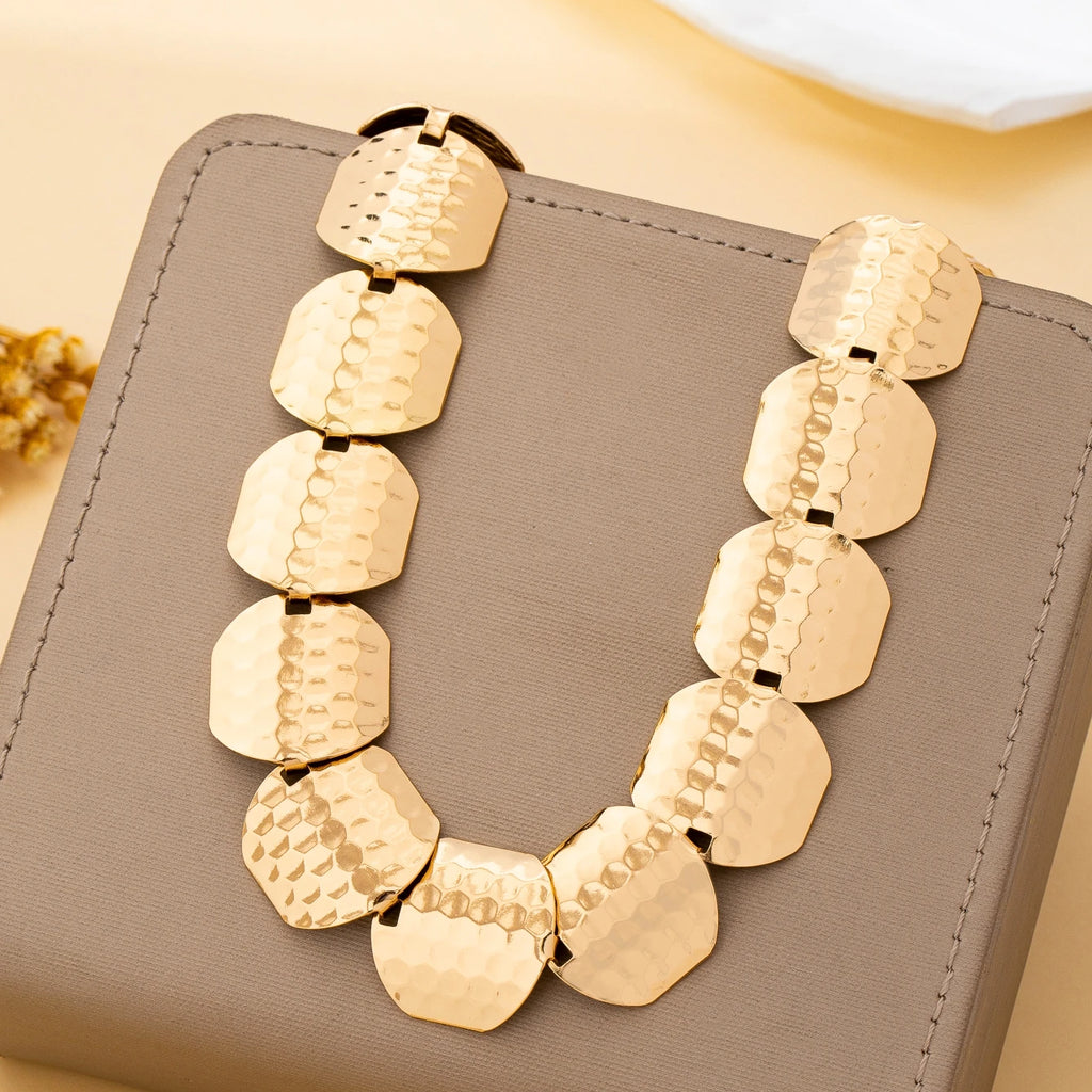 Geometric Round Metal Necklace for Women, Minimalist Style