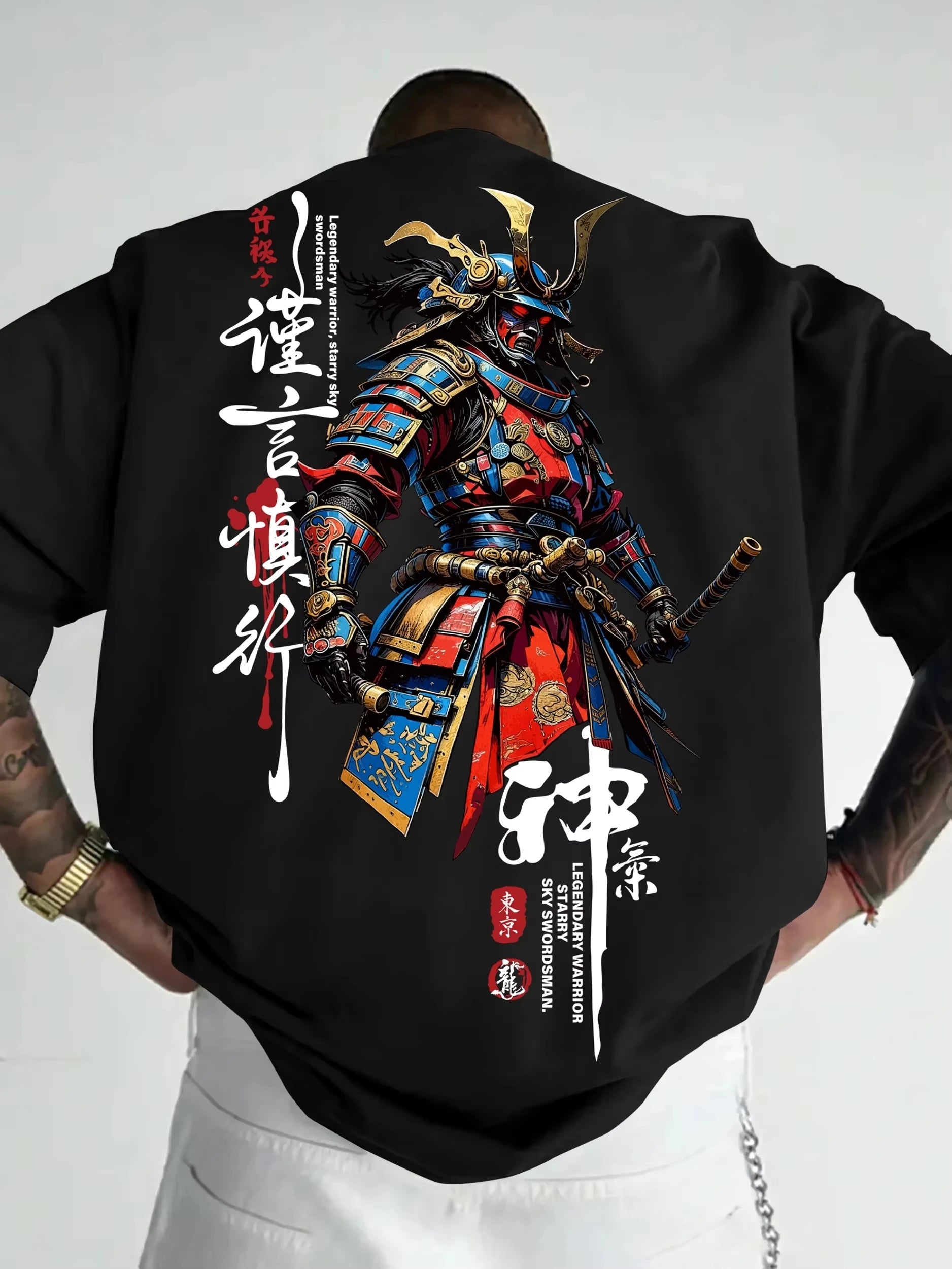 Men's Casual 3D Samurai Graphic T-Shirt for Summer Wear