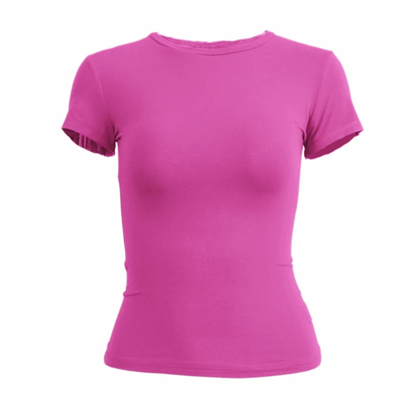 Slim Fit Women's O-Neck Polyester T-Shirt for Summer Style